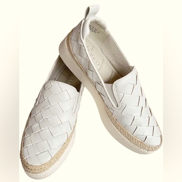 NWOT•FRANCO SARTO•Platform Shoes Hydee OffWhite Basket Weave Loafers 
SIZE 8 - Picture 2 of 12